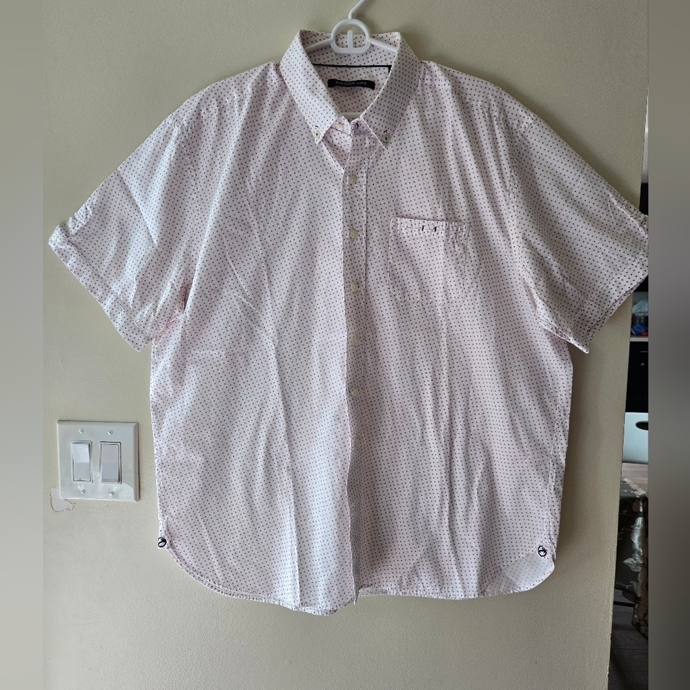 Hammer Made Men's White and Pink Patterned Short Sleeve Shirt Size XL Button Up